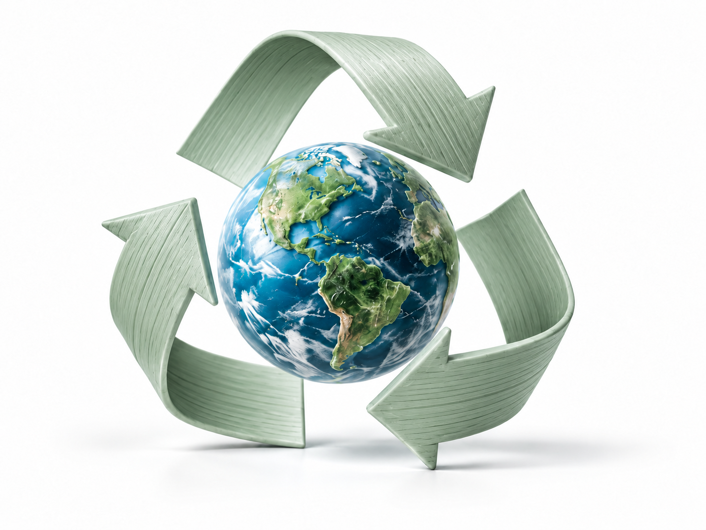 Earth surrounded by recycling arrows